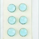 6 Schwanda pale blue gold rim glass buttons 5/8" on card Germany 6 Schwanda pale blue gold rim glass buttons 5/8" on card Germany