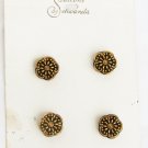 4 Schwanda black gold scallowed edge glass buttons 1/2" on card Germany 4 Schwanda black gold scallowed edge glass buttons 1/2" on card Germany