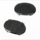 Black thermoset cabochon clip earrings signed PAM large vintage Black thermoset cabochon clip earrings signed PAM large vintage
