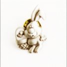 JJ Easter bunny with basket pewter look small lapel pin