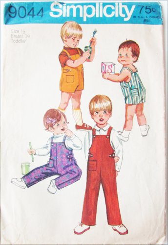 Simplicity 9044 toddler overall pattern size 1/2 breast 19 vintage 1970