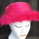 Vintage red feather boa fur trim ladies hat velvet top as is Vintage red feather boa fur trim ladies hat velvet top as is