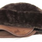 Man's faux fur brown cap hat side flaps turned up brim quilted lining Man's faux fur brown cap hat side flaps turned up brim quilted lining