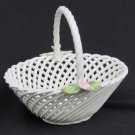 Lahuerta hand made Manises Spain mini basket lattice pink flowers
