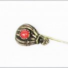 Balloon stick pin orange stone bead probably pewter