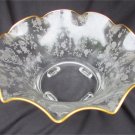Cambridge Rosepoint footed crimped bowl gold trim 4 toed Rose Point