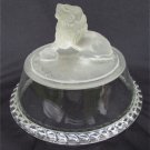EAPG Gillinder frosted lion lid cable edge antique glass as is