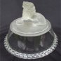 EAPG Gillinder frosted lion lid cable edge antique glass as is