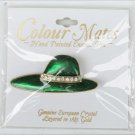 Color Mates green enamel hat pin crystals layered in 18kt gold new on card Color Mates green enamel hat pin crystals layered in 18kt gold new on card