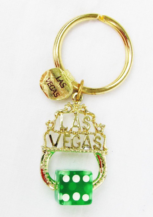 Las Vegas souvenir keychain green dice key chain