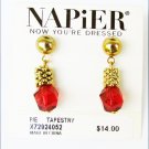 Napier modern earrings red bead dangles new on card pie tapestry Napier modern earrings red bead dangles new on card pie tapestry
