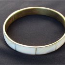 Brass mother of pearl inlaid bracelet vintage 7/8" wide bangle Brass mother of pearl inlaid bracelet vintage 7/8" wide bangle