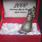 Silver plated 2000 Christmas Bell Making Spirits Bright fifth edition in box wreath top