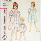 Simplicity 4496 girls baby doll pajamas duster size 10 breast 28 pattern