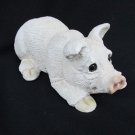 Stone Critter laying pig hog white 1984 about 2" tall glass eyes Miller
