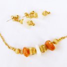Avon necklace and earring set natural agate stones 1990s jewelry Avon necklace and earring set natural agate stones 1990s jewelry