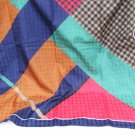 Italian scarf geometric navy red green rust colors 30" square polyester