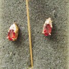 Stick pin and stud earrings set red stone gold tone setting jewelry Stick pin and stud earrings set red stone gold tone setting jewelry