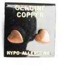 Copper heart stud earrings never used on card