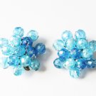 Iridescent blue bead clip on earrings Hong Kong vintage set jewelry Iridescent blue bead clip on earrings Hong Kong vintage set jewelry