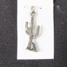 Cactus with wagon wheel silver bracelet charm 7/8" Cactus with wagon wheel silver bracelet charm 7/8"