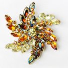 Pin pronged rhinestones large yellow amber stones 3" diameter flower burst Pin pronged rhinestones large yellow amber stones 3" diameter flower burst