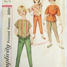 Simplicity 3704 girl's top pants size 10 breast 28 vintage 1960s pattern