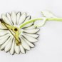Flower enamel painted pin flower gray light dark and green stem