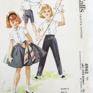 McCall 4943 girls skirt pants blouse size 8 breast 26 vintate 1959 pattern