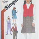 Simplicity 6090 girls pants skirt lined jacket vest size 8 B27 UNCUT pattern