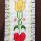 Heart & Flower bookmark finished cross stitch completed Heart & Flower bookmark finished cross stitch completed
