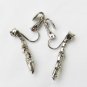 Pronged rhinestone dangle earrings vintage clip on style