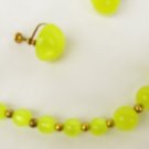 Yellow bead vintage necklace and earring set probably hard plastic