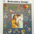 Simplicity 6958 sport embroidery designs transfers vintage 1975 unused