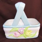 Teleflora ceramic basket Easter tulip flowers with plastic liner telaflora