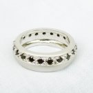 Thailand black onyx eternity ring matte silver size 7 1/2 wide band