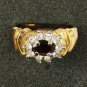 Ring red pronged stone wih rhinestones large size 9 1/2 wide gold tone band
