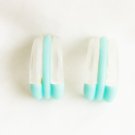Plastic clip earrings clear aqua turquoise semi hoops Plastic clip earrings clear aqua turquoise semi hoops