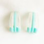 Plastic clip earrings clear aqua turquoise semi hoops