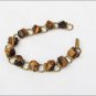 Tiger eye stone chips linked bracelet 7 1/2" unbranded gold tone vintage