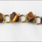 Tiger eye stone chips linked bracelet 7 1/2" unbranded gold tone vintage