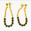 Avon black bead loop stud earrings gold tone chain