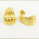 Avon earrings gold tone cross hatch loop design for pierced ears Avon earrings gold tone cross hatch loop design for pierced ears