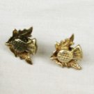 Small thistle and leaf stud earrings silver tone Scottish maybe silverplate Small thistle and leaf stud earrings silver tone Scottish maybe silverplate