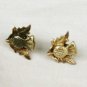 Small thistle and leaf stud earrings silver tone Scottish maybe silverplate