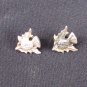 Small thistle and leaf stud earrings silver tone Scottish maybe silverplate