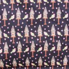 Springs Industries bird house quilting fabric pink hearts black background Springs Industries bird house quilting fabric pink hearts black background