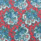 Cranston Fabric deep red backgr blue flowers 58" wide dress quilt Victorian look Cranston Fabric deep red backgr blue flowers 58" wide dress quilt Victorian look