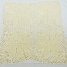 Snowflake doily 12" square cream/yellow hand crafted medium weight cotton thread