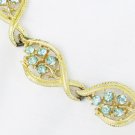 Blue rhinestones gold tone links marked signed STAR vintage necklace choker